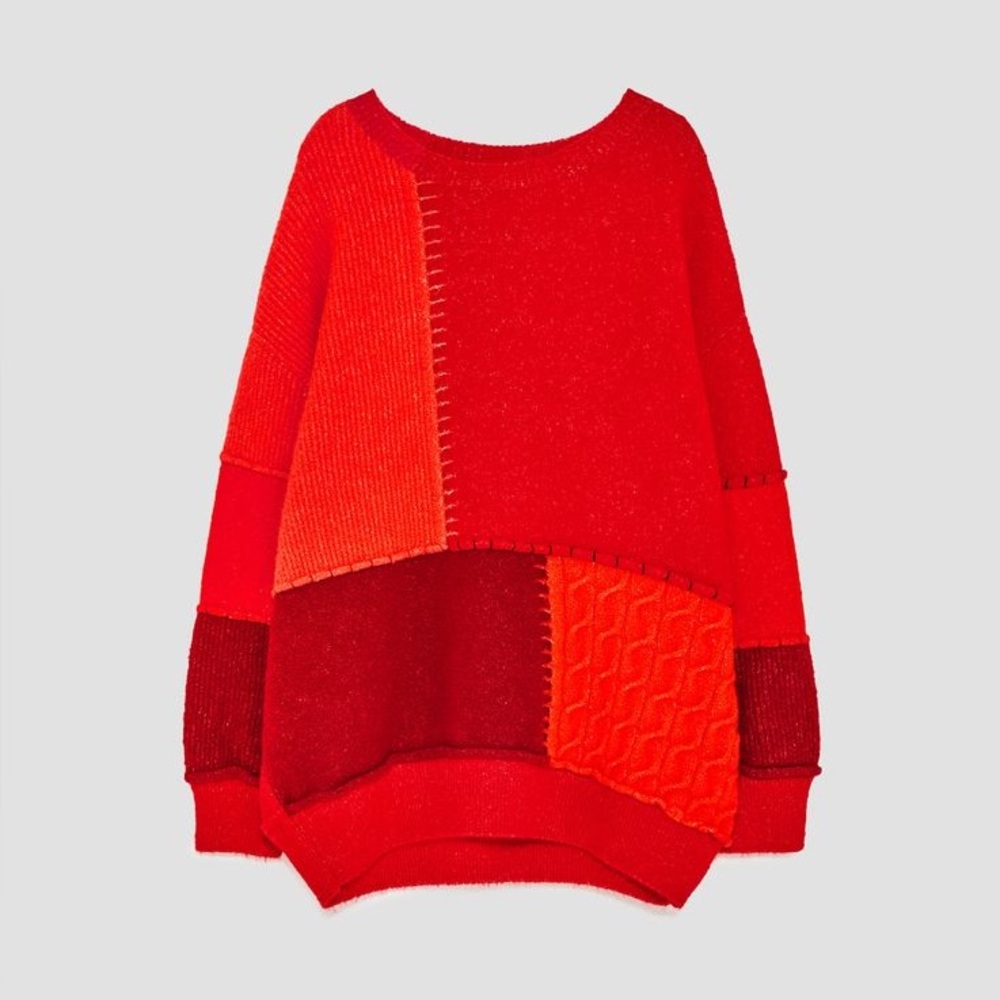 zara oversized patchwork sweater